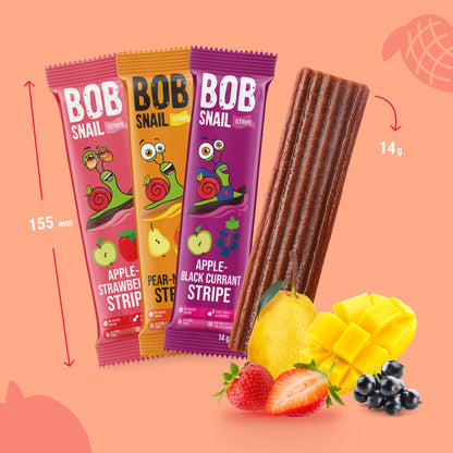 Bob Snail Set 21 - Fruchtstreifen je 10x14g Apfel-Erdbeere, Birne-Mango, Apfel-Johannisbeere