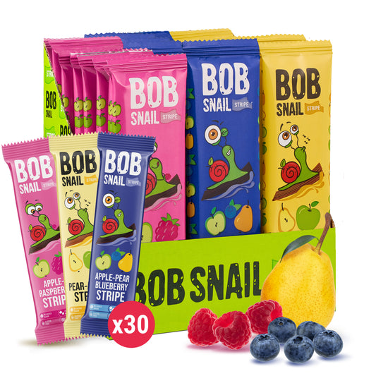 Bob Snail Set 22 - Fruchtstreifen je 10x14g Apfel-Himbeere, Birne-Apfel, Apfel-Birne-Heidelbeere