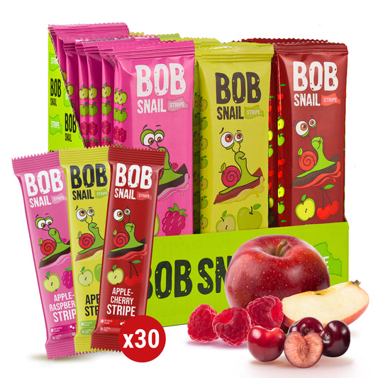 Bob Snail Set 23 - Fruchtstreifen je 10x14g Apfel-Himbeere, Apfel, Apfel-Kirsche