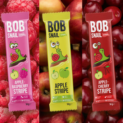 Bob Snail Set 23 - Fruchtstreifen je 10x14g Apfel-Himbeere, Apfel, Apfel-Kirsche