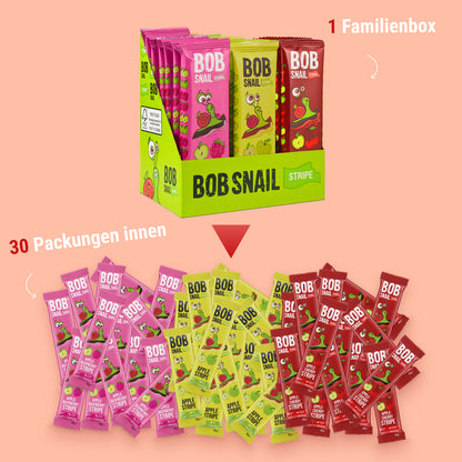 Bob Snail Set 23 - Fruchtstreifen je 10x14g Apfel-Himbeere, Apfel, Apfel-Kirsche