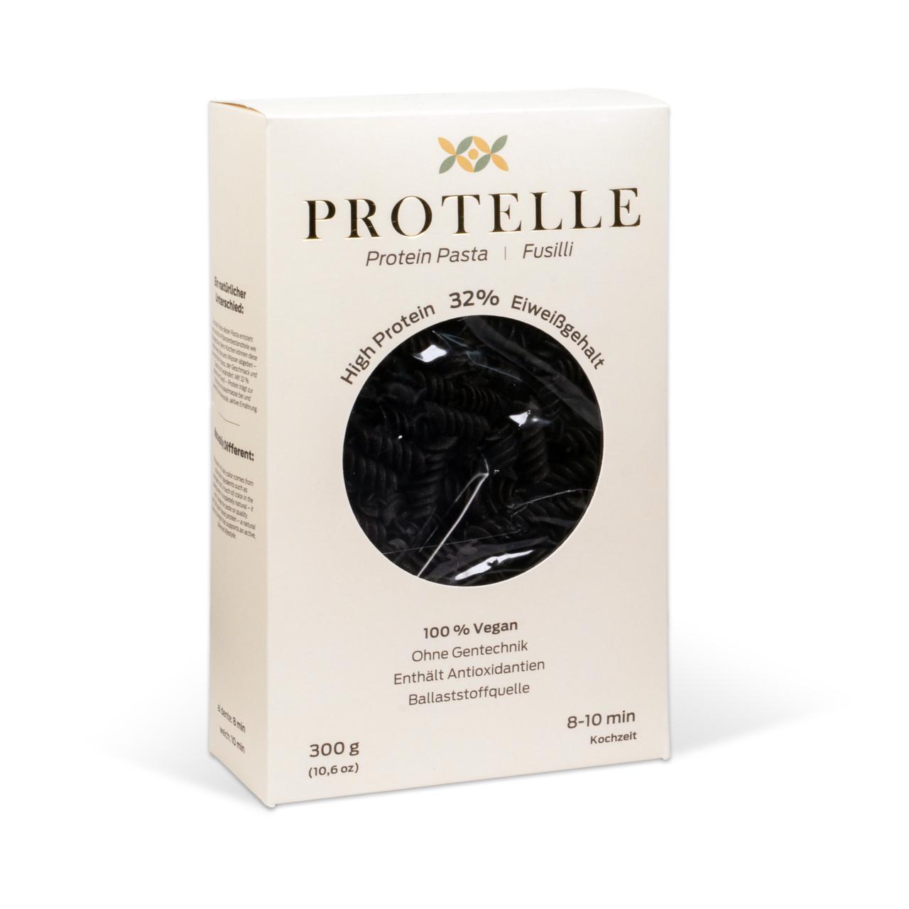 Protelle Vegane Proteinpasta Fusilli | 300g | 30% Pflanzliches Eiweiß  | Nudeln aus Sonnenblumenprotein  | High Protein & Low Carb